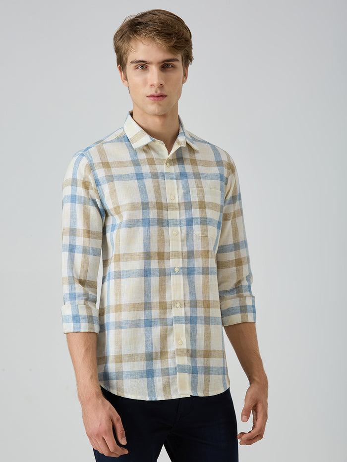Men's Blue Checks Slim Fit Shirts