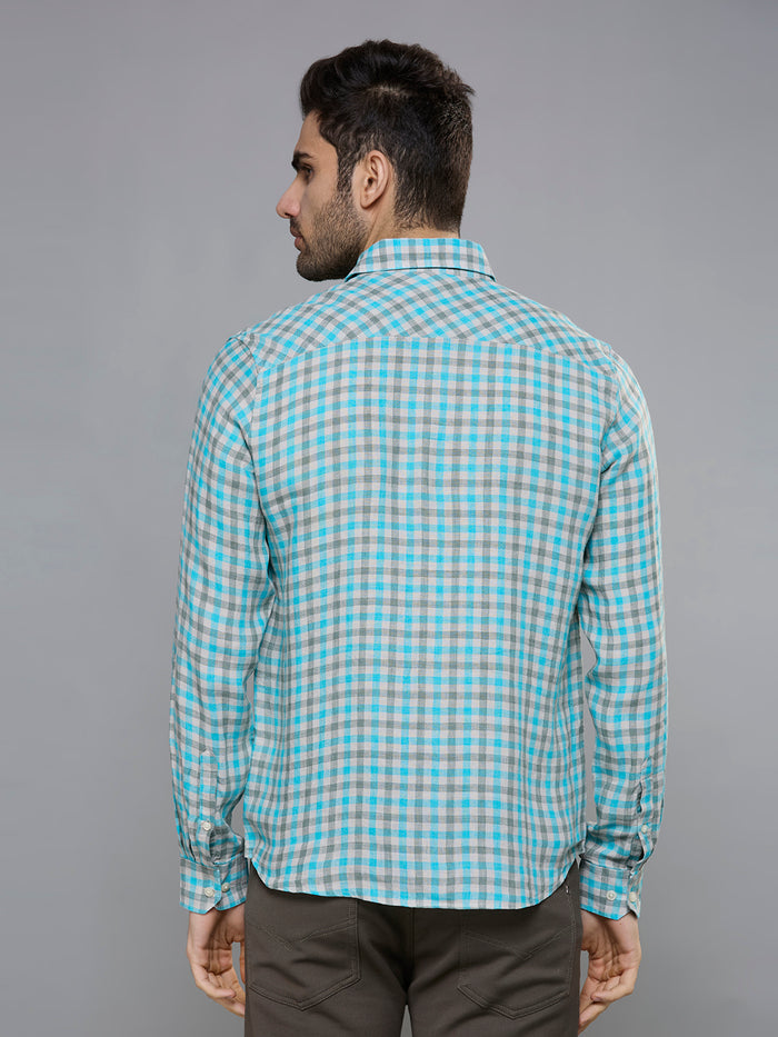 Men's Blue Checks Slim Fit Shirts