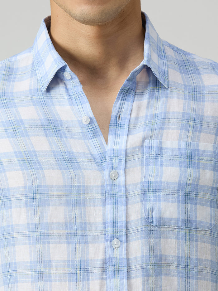 Men's Blue Checks Slim Fit Shirts