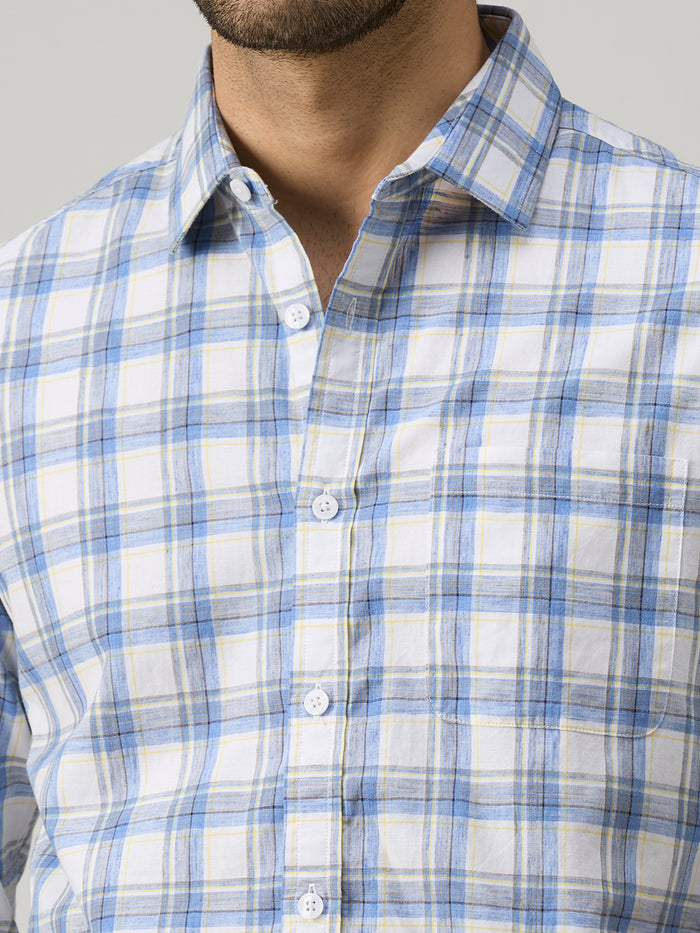 Men's Blue Checks Slim Fit Shirts