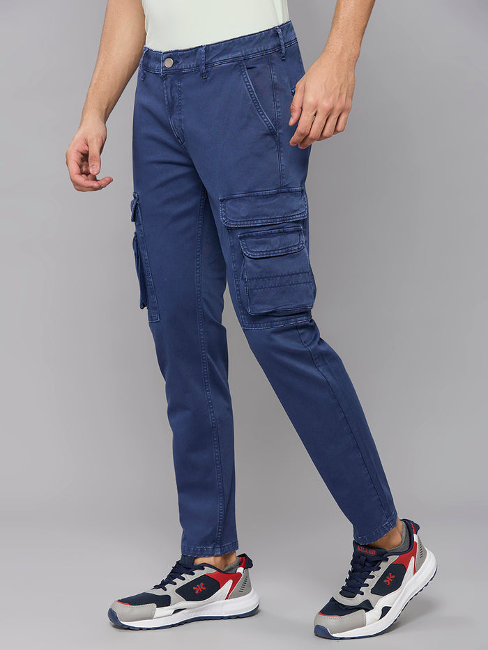 Men's Blue Solid Cargo