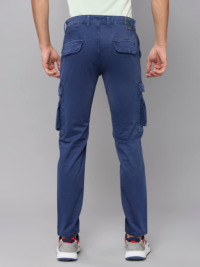 Men's Blue Solid Cargo