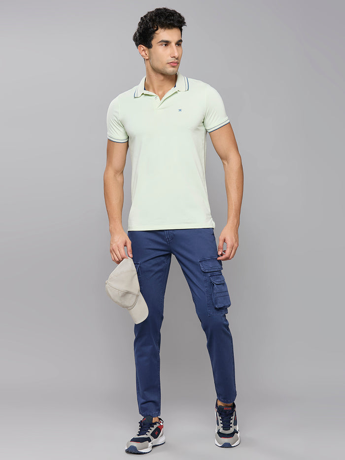 Men's Blue Solid Cargo