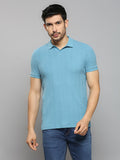Men's Blue Solid Slim Fit T-Shirts