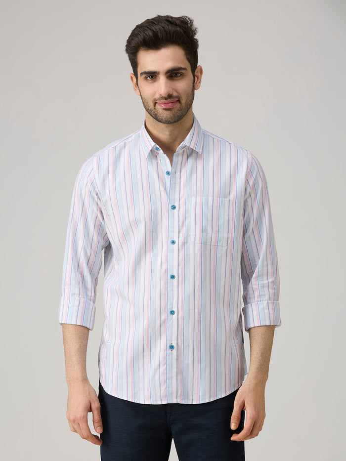Men's Blue Stripe Slim Fit Shirts