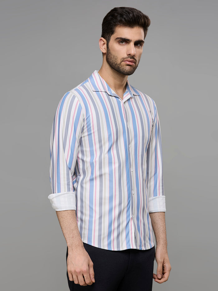Men's Blue Stripe Slim Fit Shirts