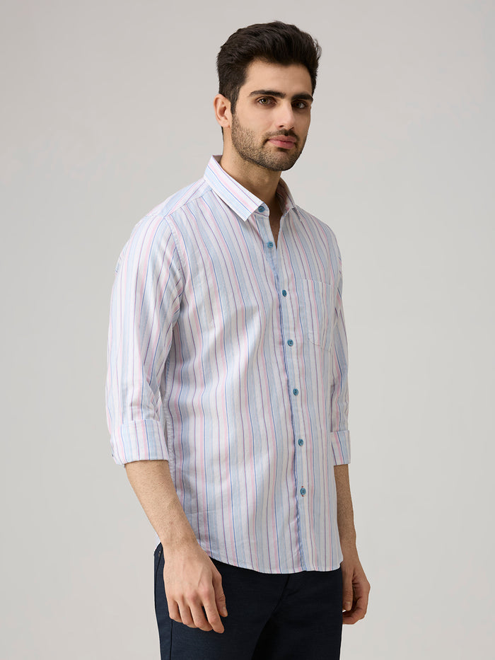 Men's Blue Stripe Slim Fit Shirts