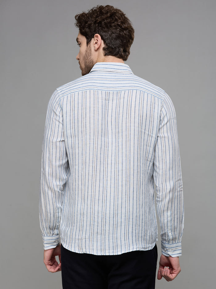 Men's Blue Stripe Slim Fit Shirts