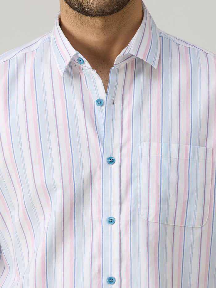 Men's Blue Stripe Slim Fit Shirts