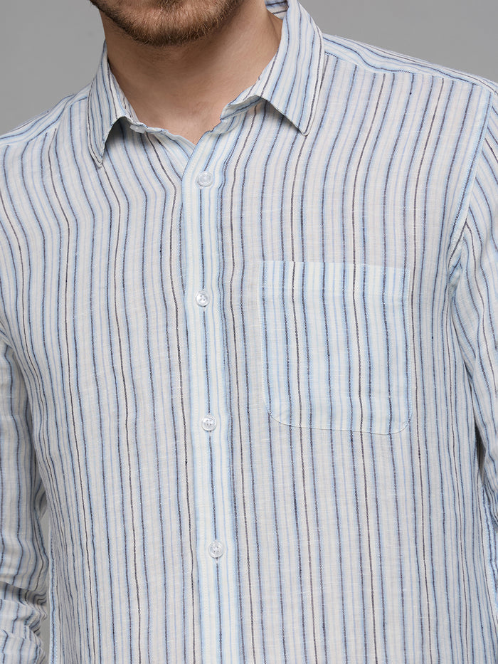 Men's Blue Stripe Slim Fit Shirts