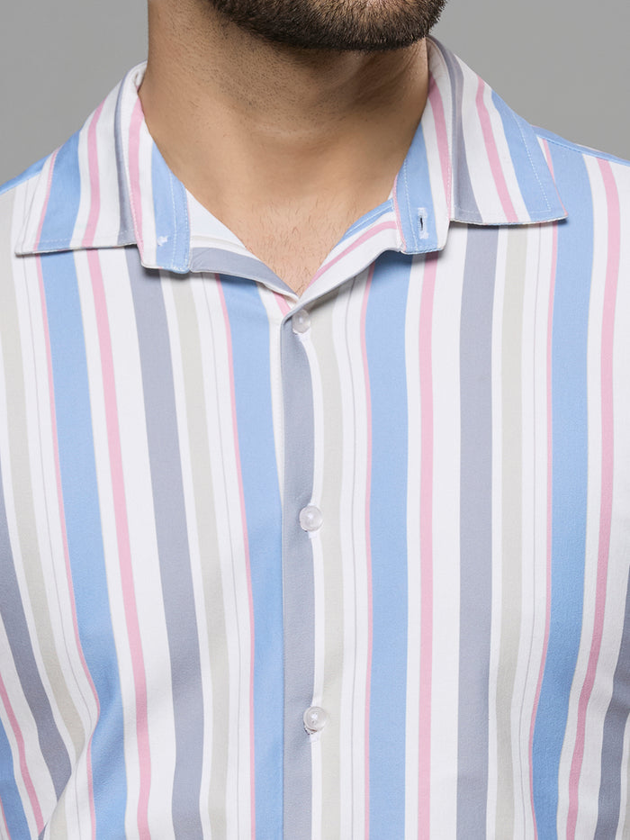 Men's Blue Stripe Slim Fit Shirts