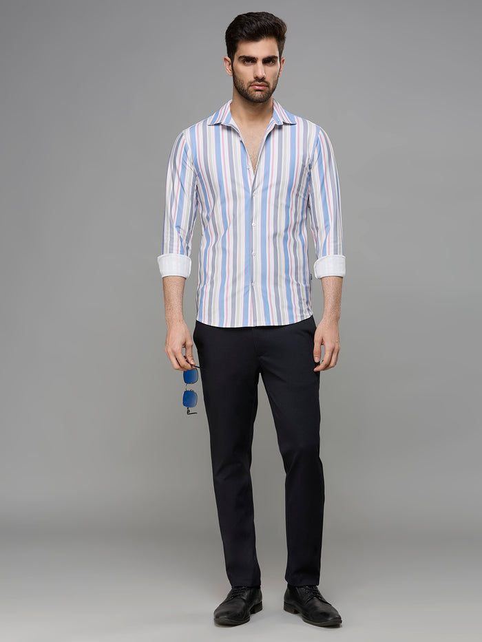 Men's Blue Stripe Slim Fit Shirts