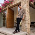 Men's Brown Printed Slim Fit Shirts