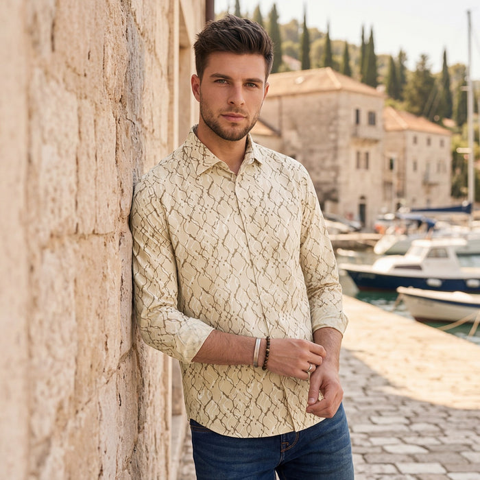 Men's Brown Printed Slim Fit Shirts