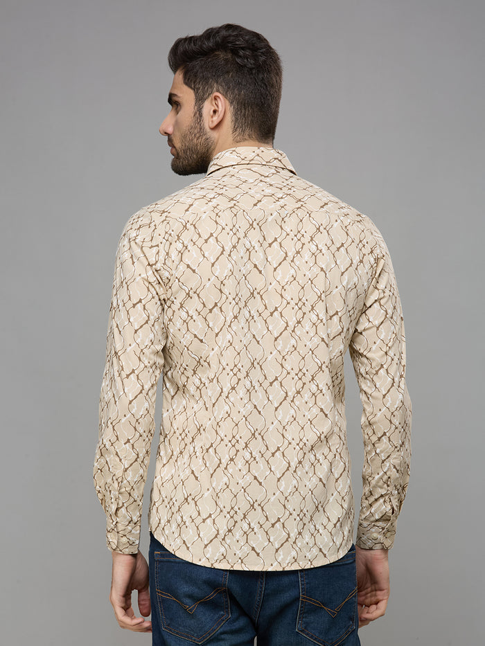 Men's Brown Printed Slim Fit Shirts