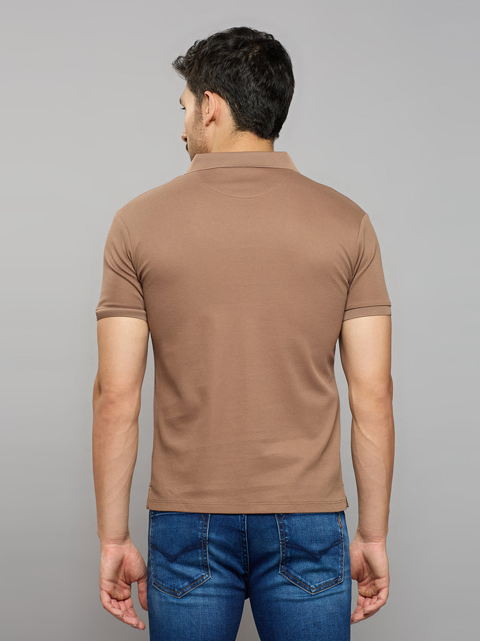 Men's Brown Solid Slim Fit T-Shirts
