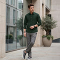 Men's Dark Green Stripe Slim Fit Shirts