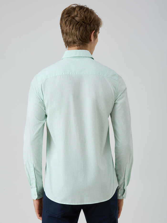 Men's Green Checks Slim Fit Shirts