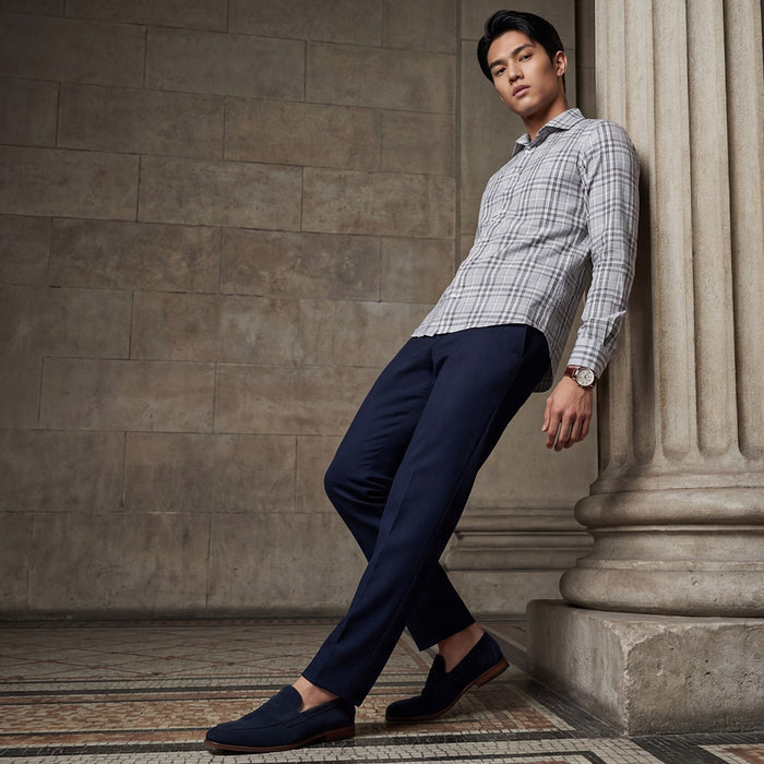 Men's Grey Checks Slim Fit Shirts