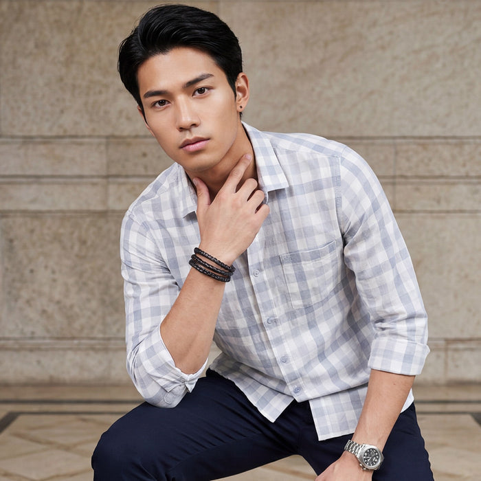 Men's Grey Checks Slim Fit Shirts