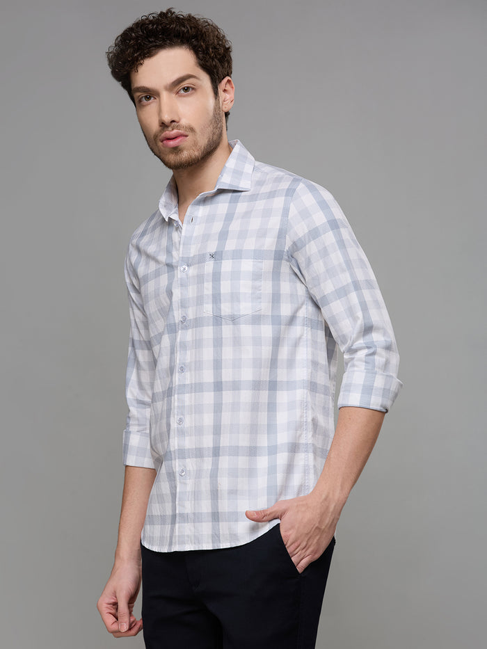 Men's Grey Checks Slim Fit Shirts