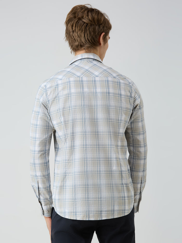 Men's Grey Checks Slim Fit Shirts