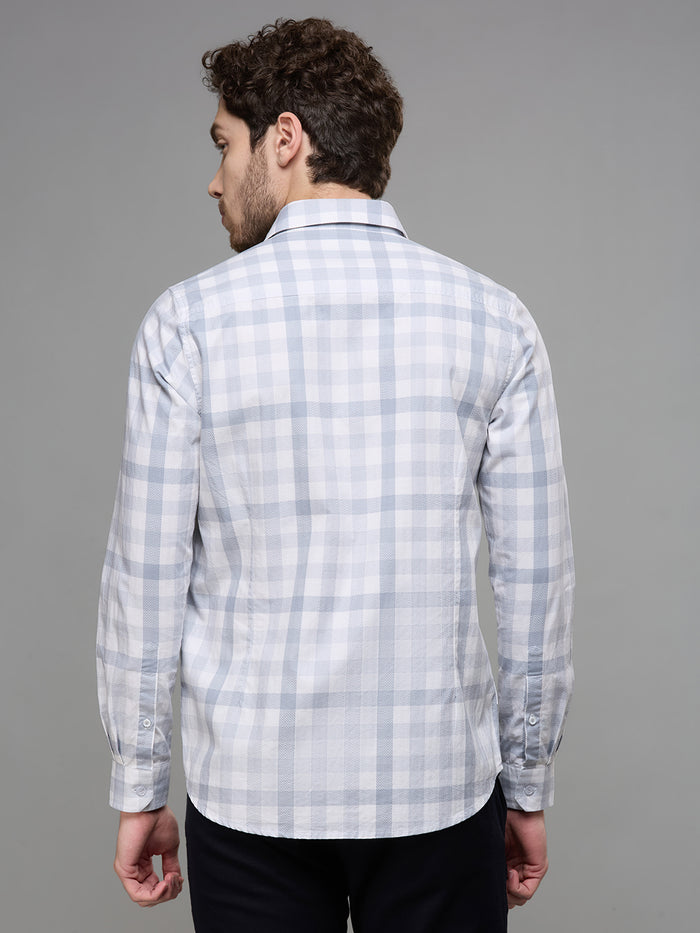 Men's Grey Checks Slim Fit Shirts