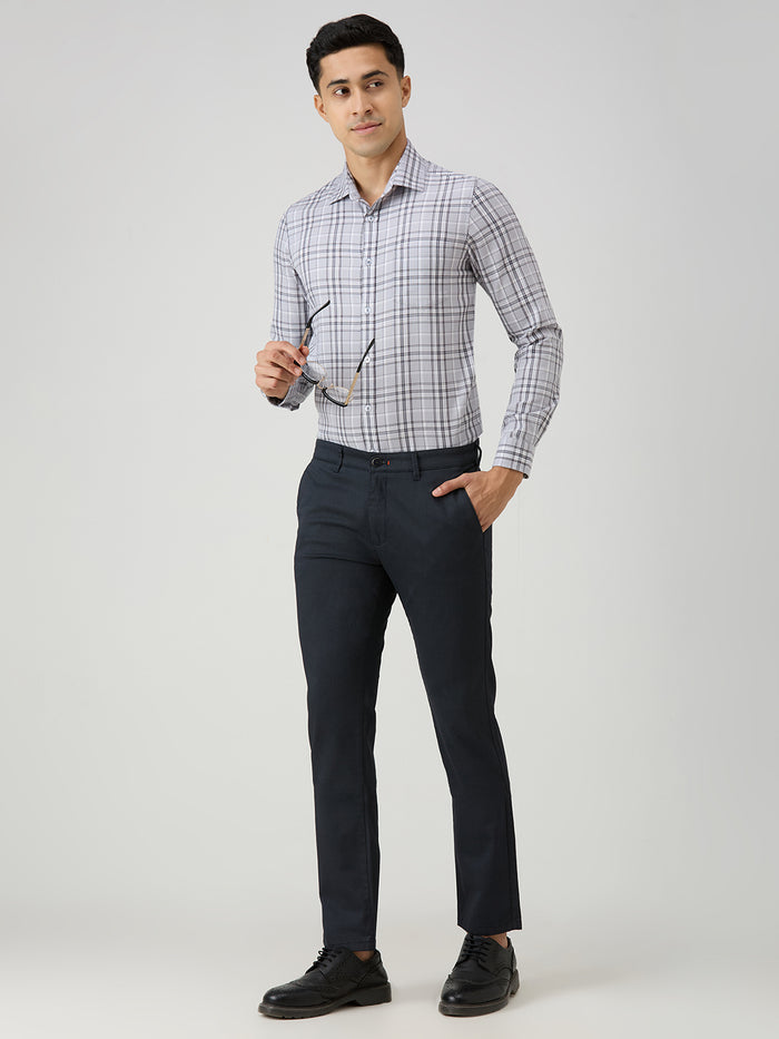 Men's Grey Checks Slim Fit Shirts