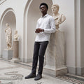 Men's Grey Printed Slim Fit Shirts