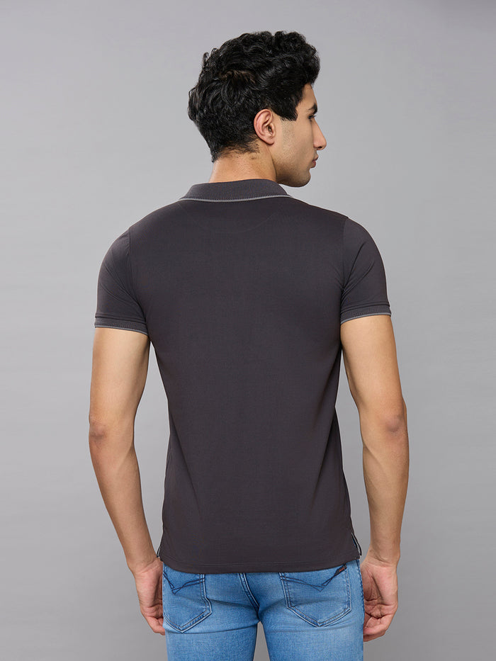 Men's Grey Printed Slim Fit T-Shirts