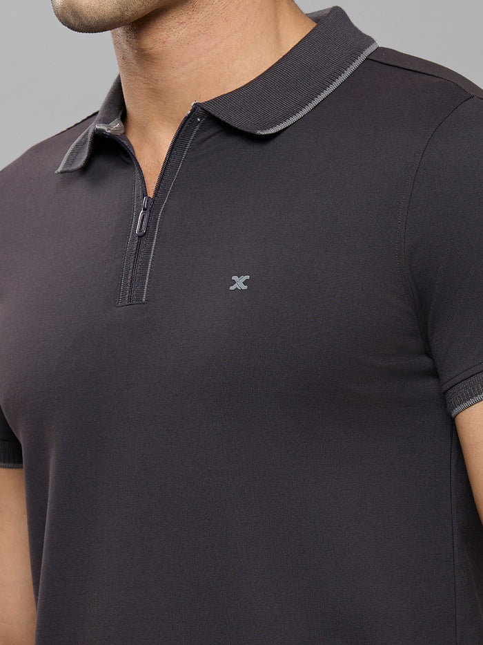 Men's Grey Printed Slim Fit T-Shirts