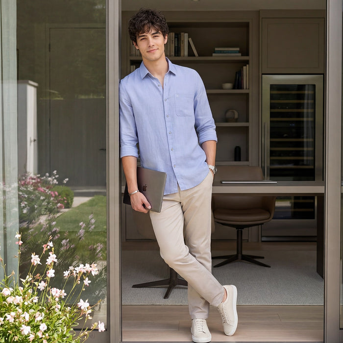 Men's Lavender Solid Slim Fit Shirts