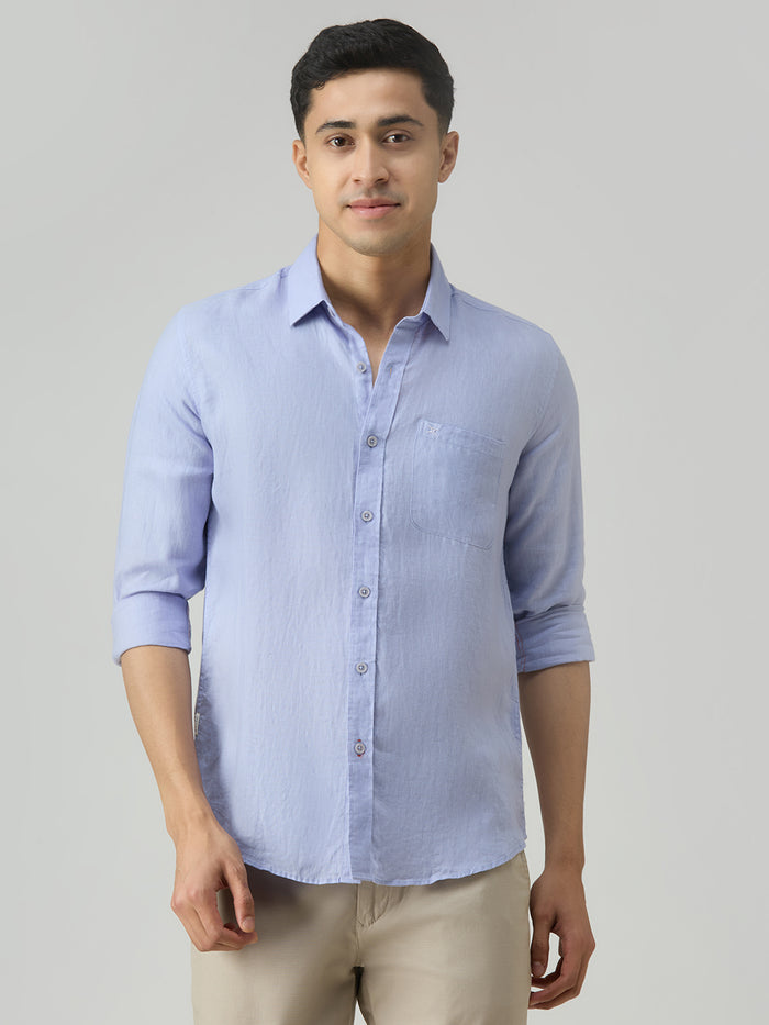 Men's Lavender Solid Slim Fit Shirts