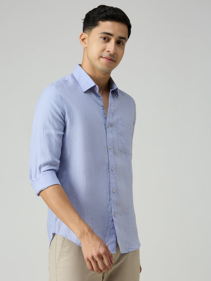 Men's Lavender Solid Slim Fit Shirts