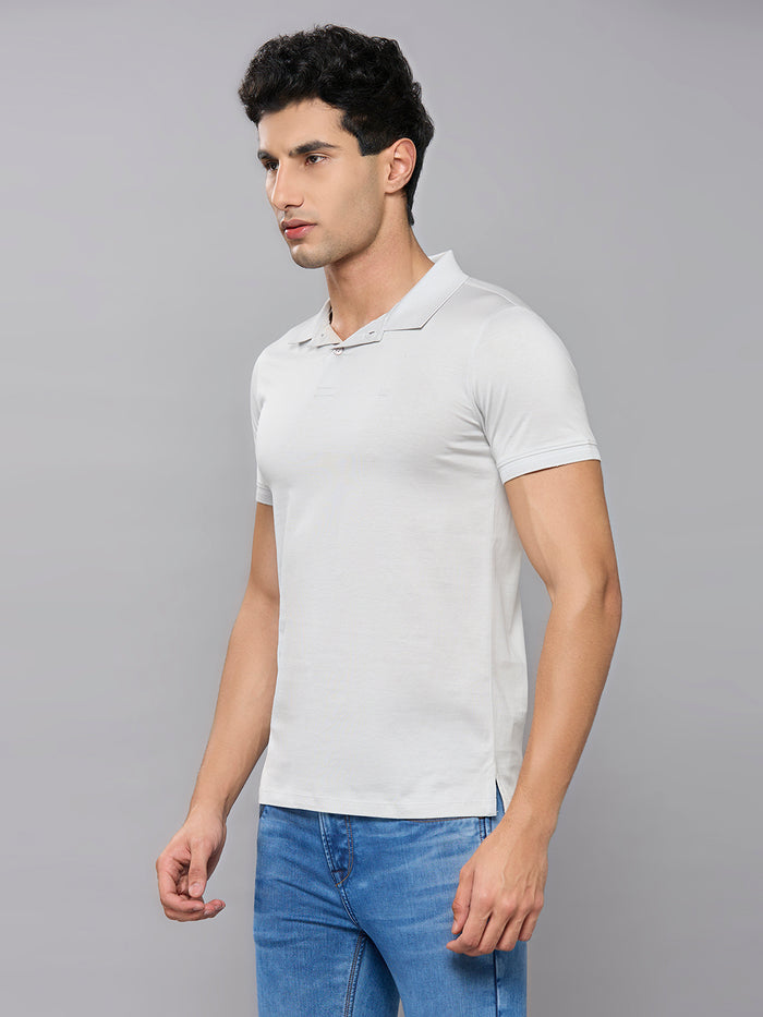Men's Light Grey Solid Slim Fit T-Shirts