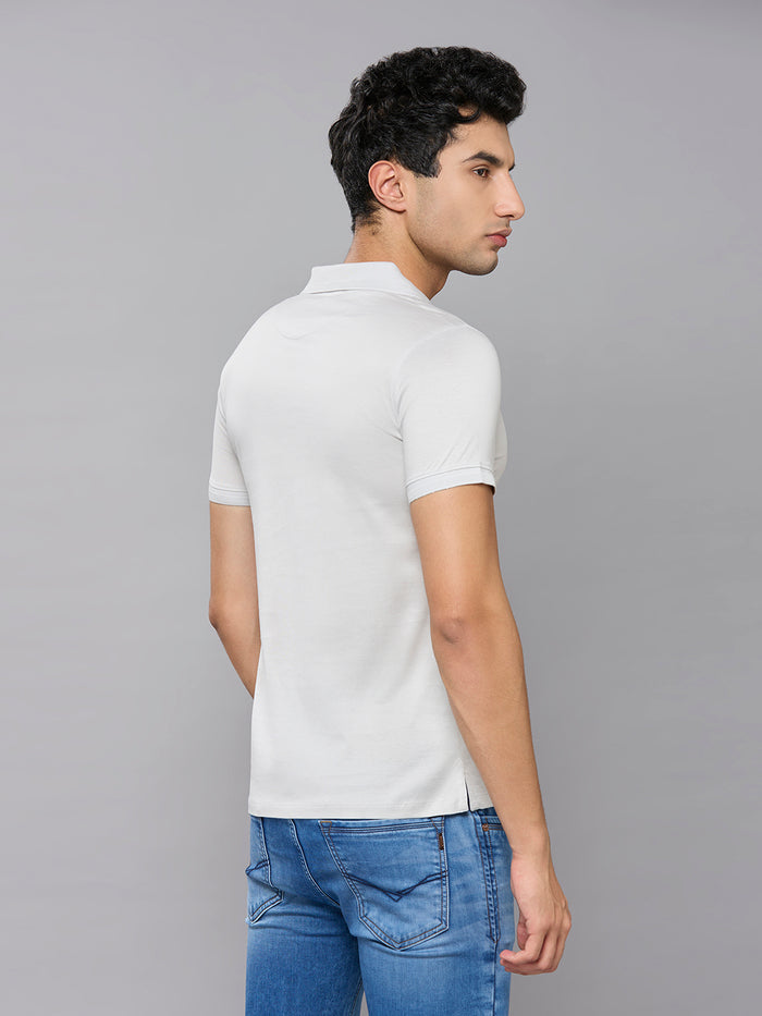 Men's Light Grey Solid Slim Fit T-Shirts