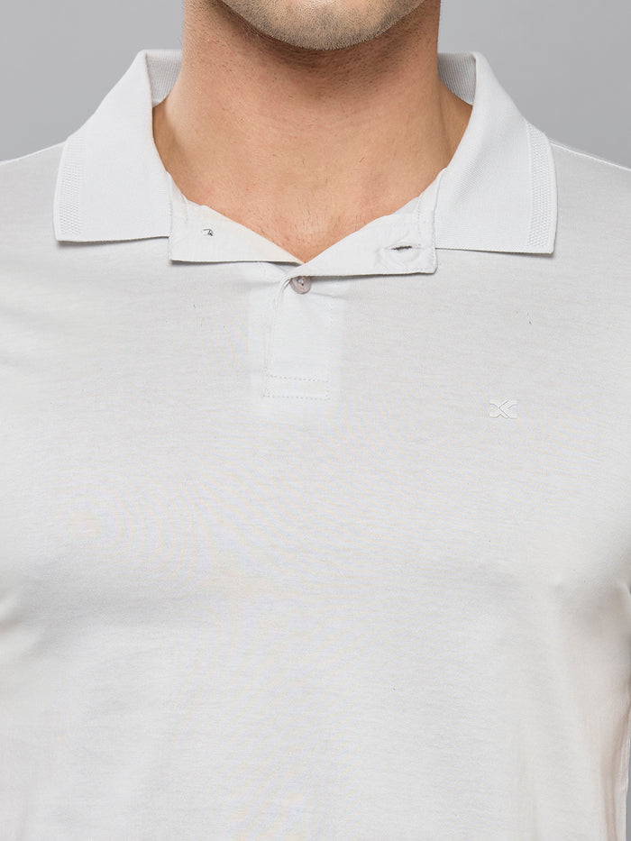 Men's Light Grey Solid Slim Fit T-Shirts