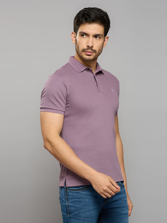 Men's Lilac Solid Slim Fit T-Shirts