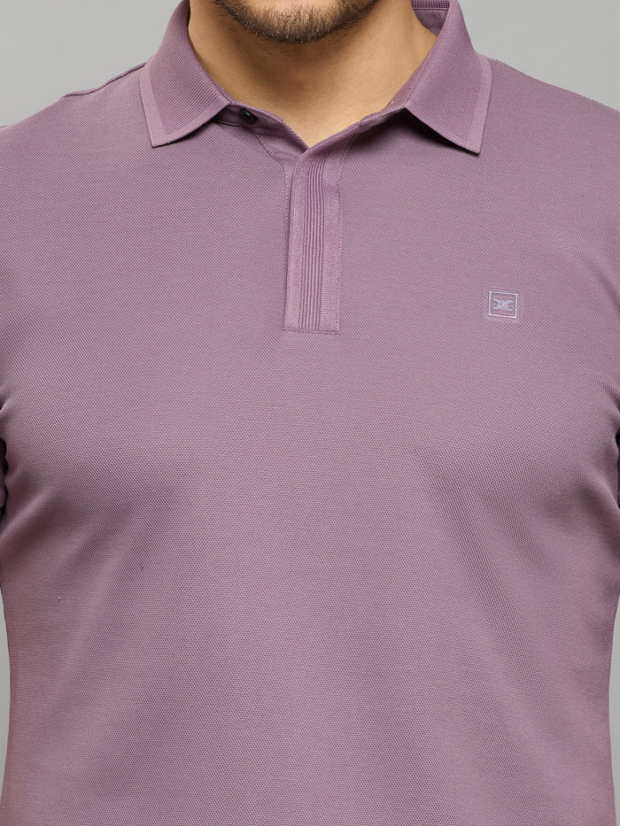 Men's Lilac Solid Slim Fit T-Shirts