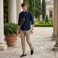 Men's Navy Blue Printed Slim Fit Shirts