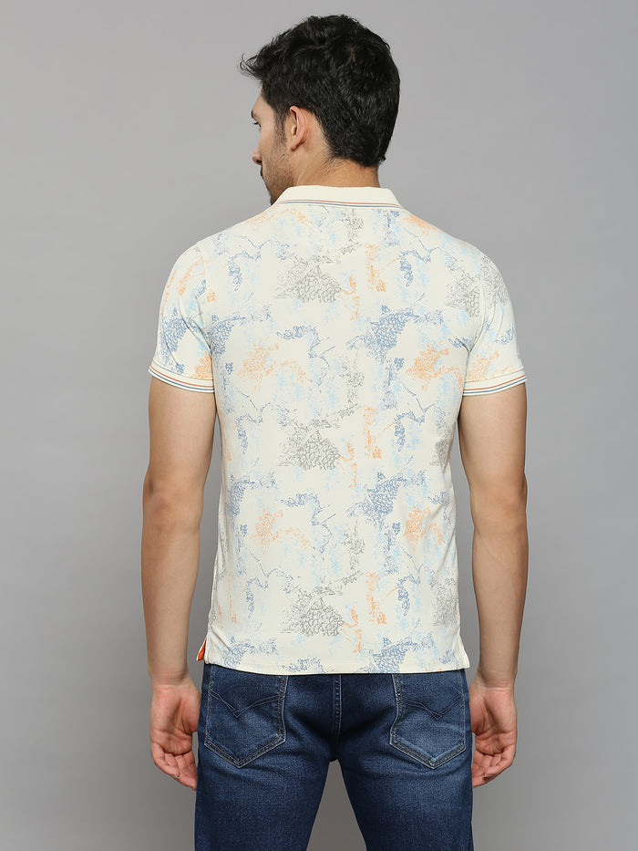 Men's Off White Printed Slim Fit T-Shirts