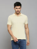 Men's Off White Solid Slim Fit T-Shirts