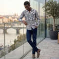 Men's Olive Printed Slim Fit Shirts
