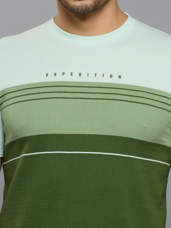 Men's Olive Printed Slim Fit T-Shirts
