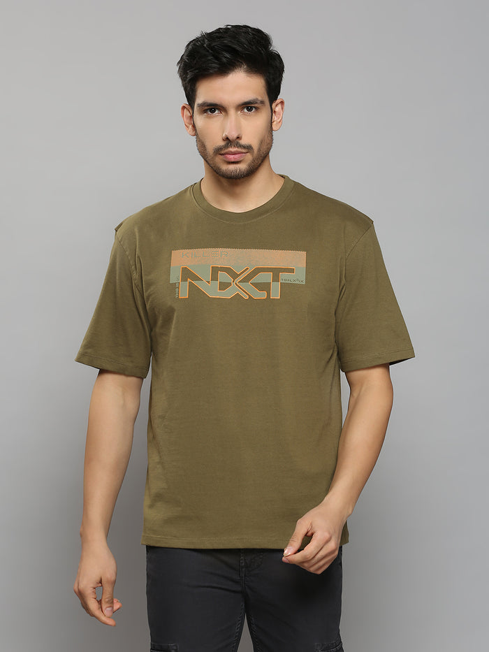 Men's Olive Solid Slim Fit T-Shirts