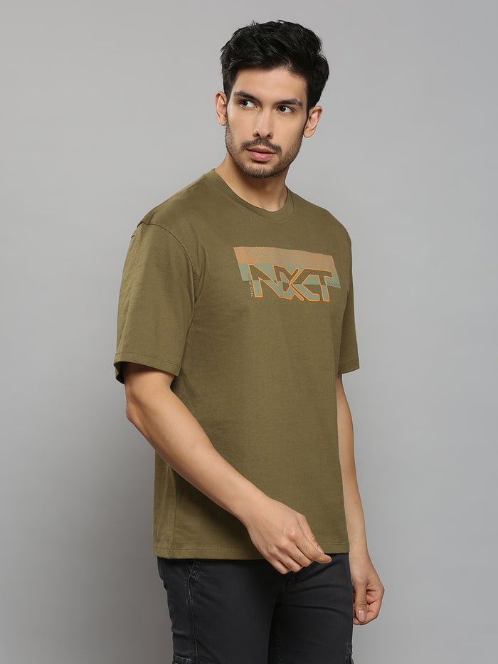 Men's Olive Solid Slim Fit T-Shirts