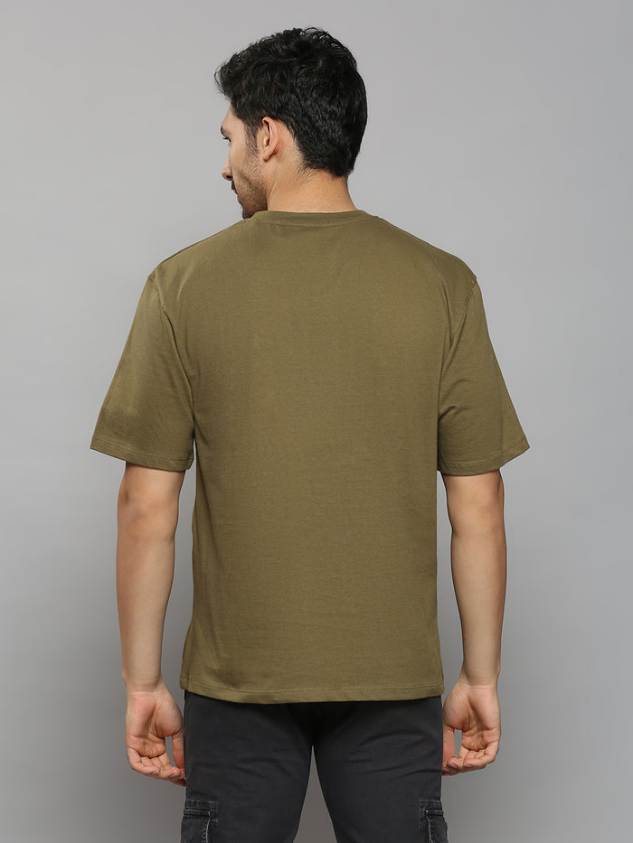 Men's Olive Solid Slim Fit T-Shirts