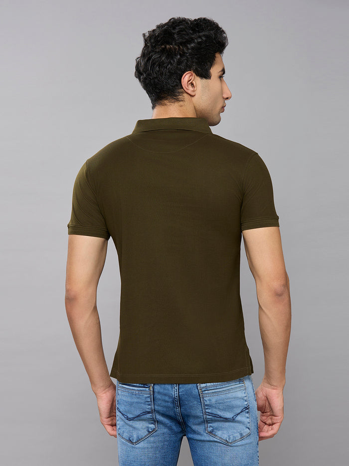 Men's Olive Solid Slim Fit T-Shirts