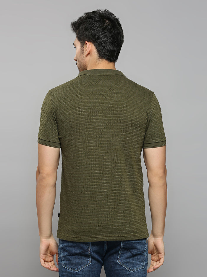 Men's Olive Solid Slim Fit T-Shirts