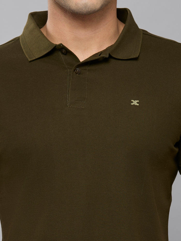 Men's Olive Solid Slim Fit T-Shirts